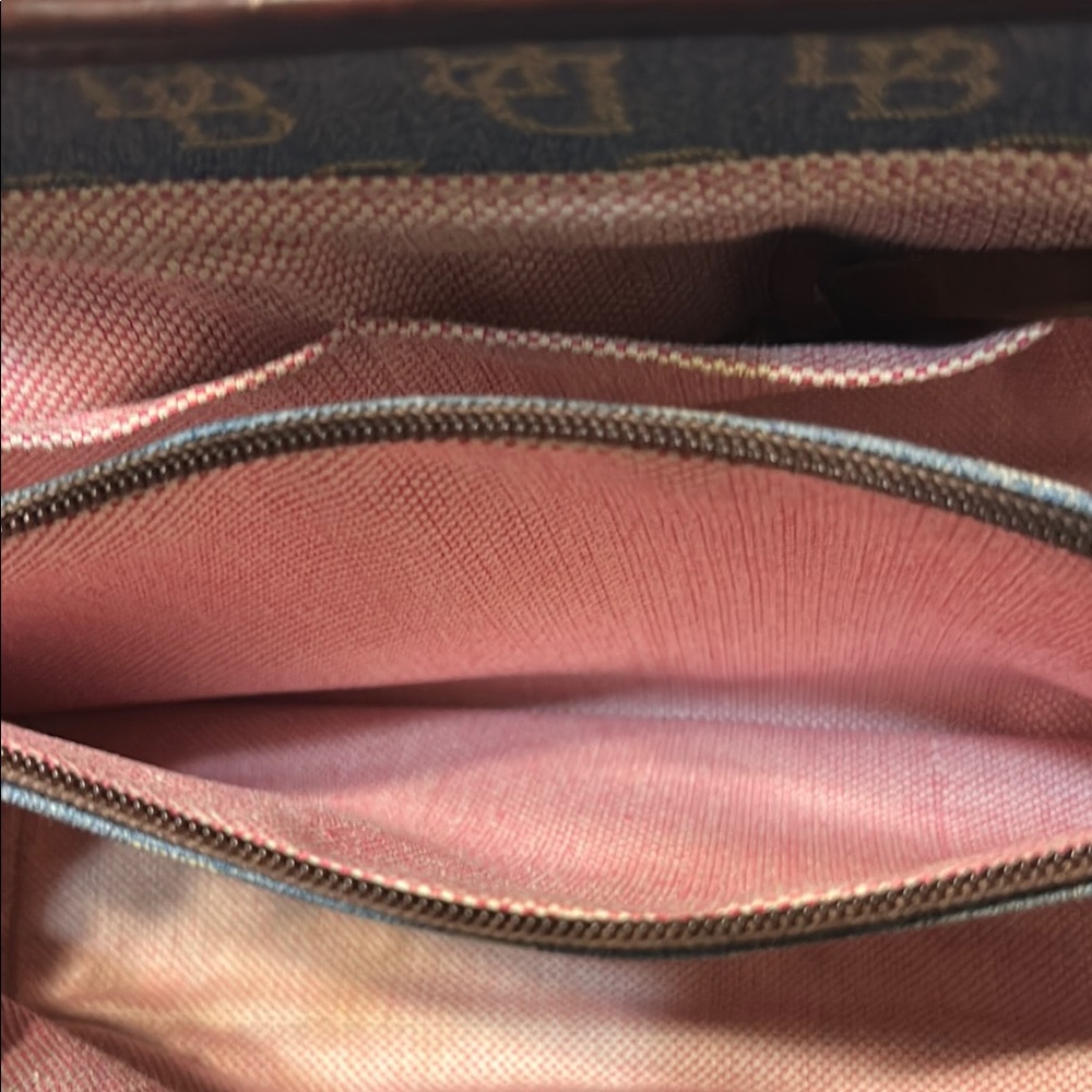 Dooney & Bourke Blue and Brown Monogram Satchel - Picture 12 of 14